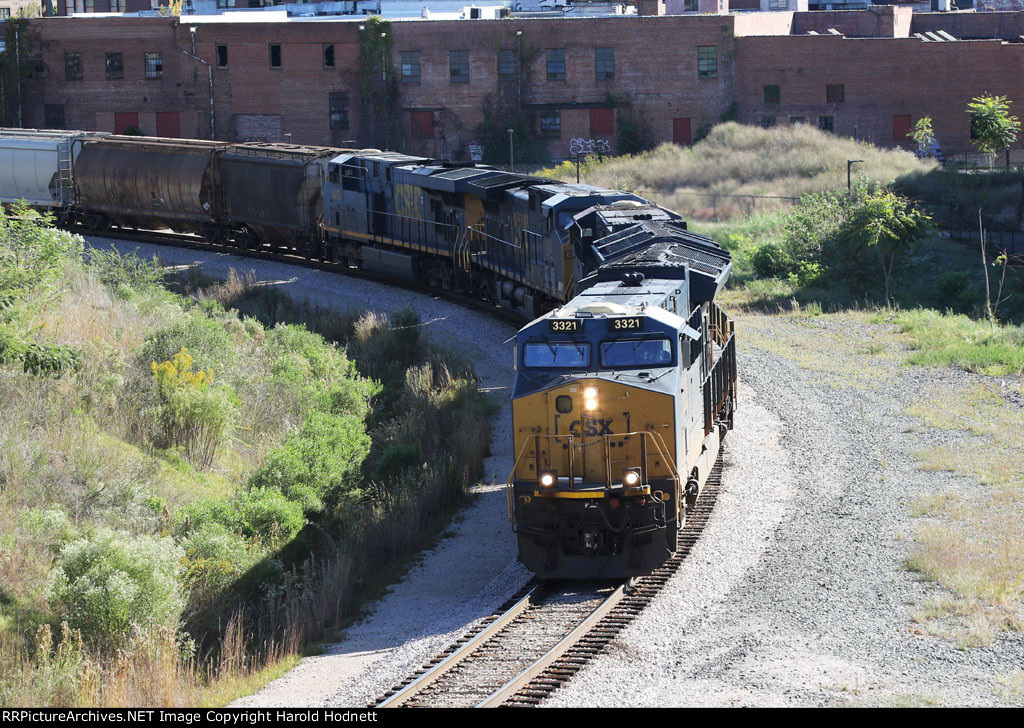 CSX 3321 leads three other GE's and train F741-18 at Boylan